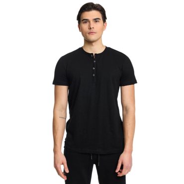 ΑΝΔΡΙΚΟ ΒΑΜΒΑΚΕΡΟ T-SHIRT PACO BUTTONS ΜΑΥΡΟ 2431027