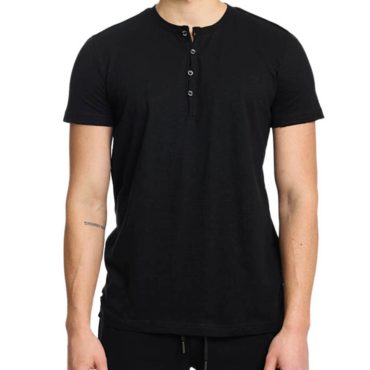 ΑΝΔΡΙΚΟ ΒΑΜΒΑΚΕΡΟ T-SHIRT PACO BUTTONS ΜΑΥΡΟ 2431027