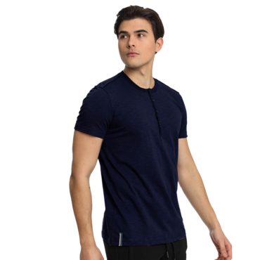 ΑΝΔΡΙΚΟ ΒΑΜΒΑΚΕΡΟ T-SHIRT PACO BUTTONS ΜΠΛΕ 2431027