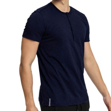 ΑΝΔΡΙΚΟ ΒΑΜΒΑΚΕΡΟ T-SHIRT PACO BUTTONS ΜΠΛΕ 2431027