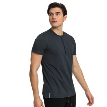 ΑΝΔΡΙΚΟ ΒΑΜΒΑΚΕΡΟ T-SHIRT PACO BUTTONS ΑΝΘΡΑΚΙ 2431027