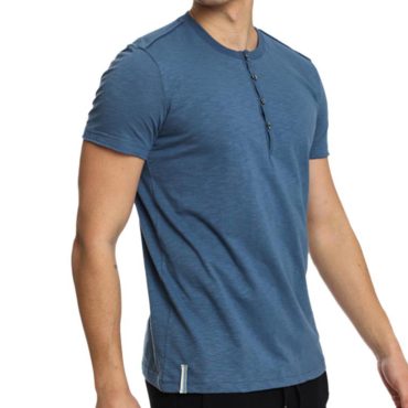 ΑΝΔΡΙΚΟ ΒΑΜΒΑΚΕΡΟ T-SHIRT PACO BUTTONS ΜΠΛΕ ΡΑΦ 2431027