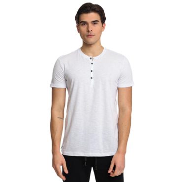 ΑΝΔΡΙΚΟ ΒΑΜΒΑΚΕΡΟ T-SHIRT PACO BUTTONS ΑΣΠΡΟ 2431027