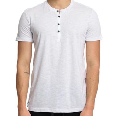 ΑΝΔΡΙΚΟ ΒΑΜΒΑΚΕΡΟ T-SHIRT PACO BUTTONS ΑΣΠΡΟ 2431027