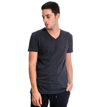 ΑΝΔΡΙΚΟ ΒΑΜΒΑΚΕΡΟ T-SHIRT PACO BSC V NECK PRINT ΑΝΘΡΑΚΙ 2431821