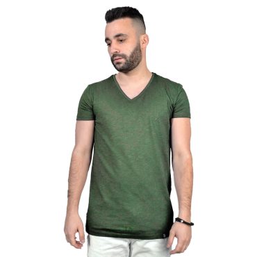 ΑΝΔΡΙΚΟ ΒΑΜΒΑΚΕΡΟ T-SHIRT PACO BSC V NECK PRINT ΧΑΚΙ 2431821