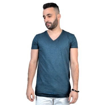 ΑΝΔΡΙΚΟ ΒΑΜΒΑΚΕΡΟ T-SHIRT PACO BSC V NECK PRINT ΜΠΛΕ ΡΑΦ 2431821