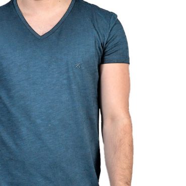 ΑΝΔΡΙΚΟ ΒΑΜΒΑΚΕΡΟ T-SHIRT PACO BSC V NECK PRINT ΜΠΛΕ ΡΑΦ 2431821