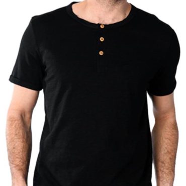ΑΝΔΡΙΚΟ ΒΑΜΒΑΚΕΡΟ T-SHIRT PACO BUTTONS ΜΑΥΡΟ 2531028