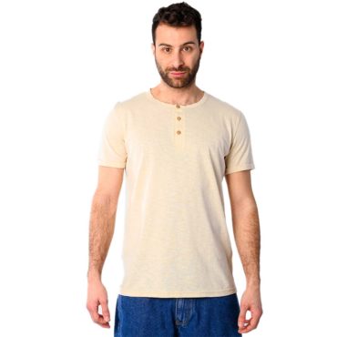 ΑΝΔΡΙΚΟ ΒΑΜΒΑΚΕΡΟ T-SHIRT PACO BUTTONS ΜΠΕΖ 2531028
