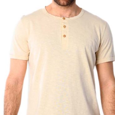 ΑΝΔΡΙΚΟ ΒΑΜΒΑΚΕΡΟ T-SHIRT PACO BUTTONS ΜΠΕΖ 2531028