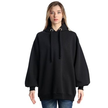 ΒΑΜΒΑΚΕΡΗ ΓΥΝΑΙΚΕΙΑ OVERSIZE ΦΟΥΤΕΡ ΜΠΛΟΥΖΑ ΜΕ ΚΟΥΚΟΥΛΑ ΚΑΙ ΧΝΟΥΔΙ PACO OH REALLY ΜΑΥΡΟ 2582047
