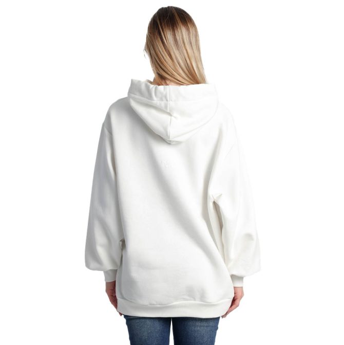 ΒΑΜΒΑΚΕΡΗ ΓΥΝΑΙΚΕΙΑ OVERSIZE ΦΟΥΤΕΡ ΜΠΛΟΥΖΑ ΜΕ ΚΟΥΚΟΥΛΑ ΚΑΙ ΧΝΟΥΔΙ PACO OH REALLY ΑΣΠΡΟ 2582047