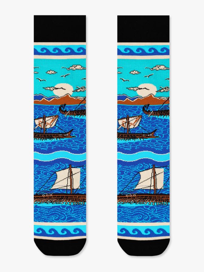 NODO Βαμβακερή Κάλτσα με Σχέδια Trireme Ships - Image 4
