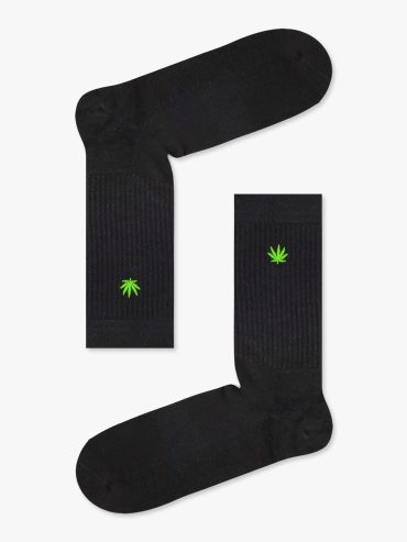 Κάλτσα Βαμβακερή Πετσετέ με Cannabis Embroidered RTO