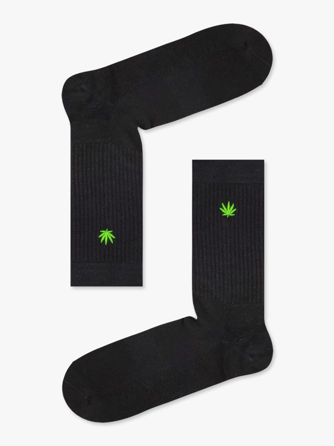 Κάλτσα Βαμβακερή Πετσετέ με Cannabis Embroidered RTO