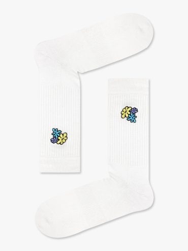 Κάλτσα Βαμβακερή Πετσετέ με Σχέδια Daisy Colors RTO