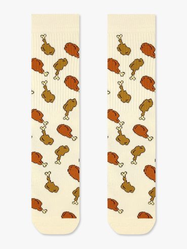 Κάλτσα Βαμβακερή Πετσετέ με Σχέδια Chicken Drumsticks RTO