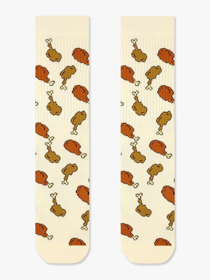 Κάλτσα Βαμβακερή Πετσετέ με Σχέδια Chicken Drumsticks RTO