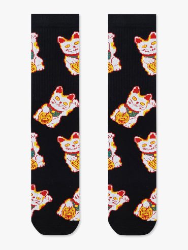 Κάλτσα Βαμβακερή Πετσετέ με Lucky Cat Big RTO