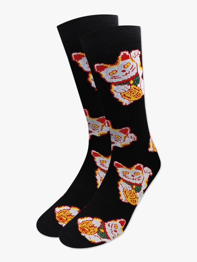 Κάλτσα Βαμβακερή Πετσετέ με Lucky Cat Big RTO - Image 2