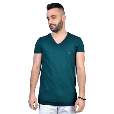 ΑΝΔΡΙΚΟ ΒΑΜΒΑΚΕΡΟ T-SHIRT PACO BSC V NECK PRINT ΠΕΤΡΟΛ 2431821