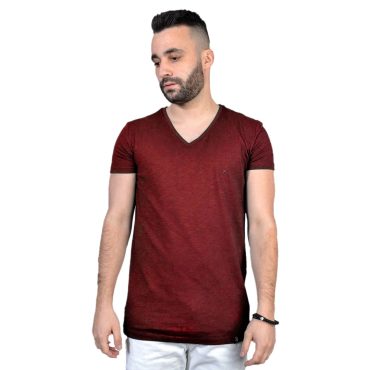 ΑΝΔΡΙΚΟ ΒΑΜΒΑΚΕΡΟ T-SHIRT PACO BSC V NECK PRINT ΜΠΟΡΝΤΟ 2431821