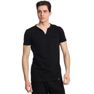 ΑΝΔΡΙΚΟ ΒΑΜΒΑΚΕΡΟ T-SHIRT PACO BSC V NECK PRINT ΜΑΥΡΟ 2431823