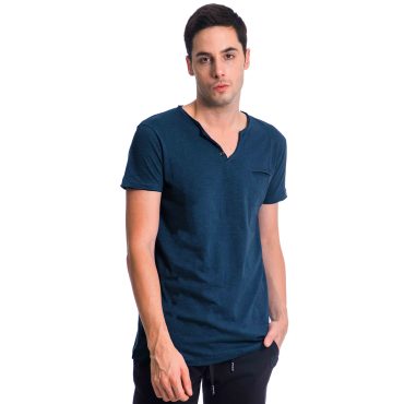 ΑΝΔΡΙΚΟ ΒΑΜΒΑΚΕΡΟ T-SHIRT PACO BSC V NECK PRINT ΜΠΛΕ 2431823