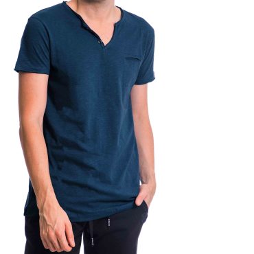 ΑΝΔΡΙΚΟ ΒΑΜΒΑΚΕΡΟ T-SHIRT PACO BSC V NECK PRINT ΜΠΛΕ 2431823