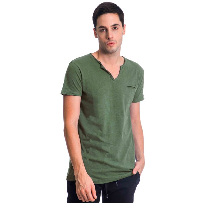 ΑΝΔΡΙΚΟ ΒΑΜΒΑΚΕΡΟ T-SHIRT PACO BSC V NECK PRINT ΦΥΣΤΙΚΙ 2431823