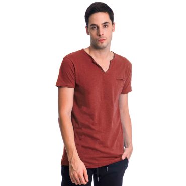 ΑΝΔΡΙΚΟ ΒΑΜΒΑΚΕΡΟ T-SHIRT PACO BSC V NECK PRINT ΚΟΡΑΛΙ 2431823