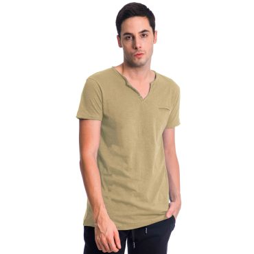 ΑΝΔΡΙΚΟ ΒΑΜΒΑΚΕΡΟ T-SHIRT PACO BSC V NECK PRINT ΜΠΕΖ 2431823