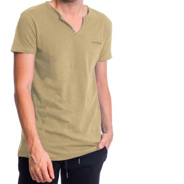 ΑΝΔΡΙΚΟ ΒΑΜΒΑΚΕΡΟ T-SHIRT PACO BSC V NECK PRINT ΜΠΕΖ 2431823