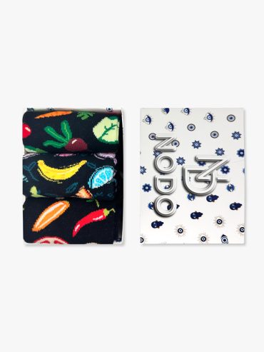 GIFT BOX Κάλτσες Βαμβακερές με Σχέδια Fruit & Veggies 3 Ζευγάρια