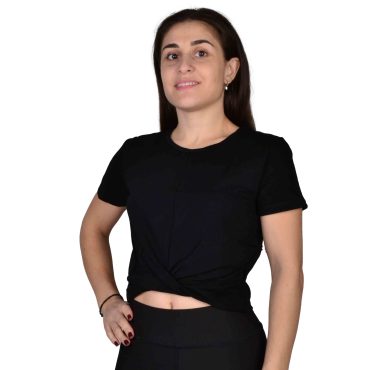 ΒΑΜΒΑΚΕΡΟ ΓΥΝΑΙΚΕΙΟ T-SHIRT CROP PACO ΜΑΥΡΟ 201622