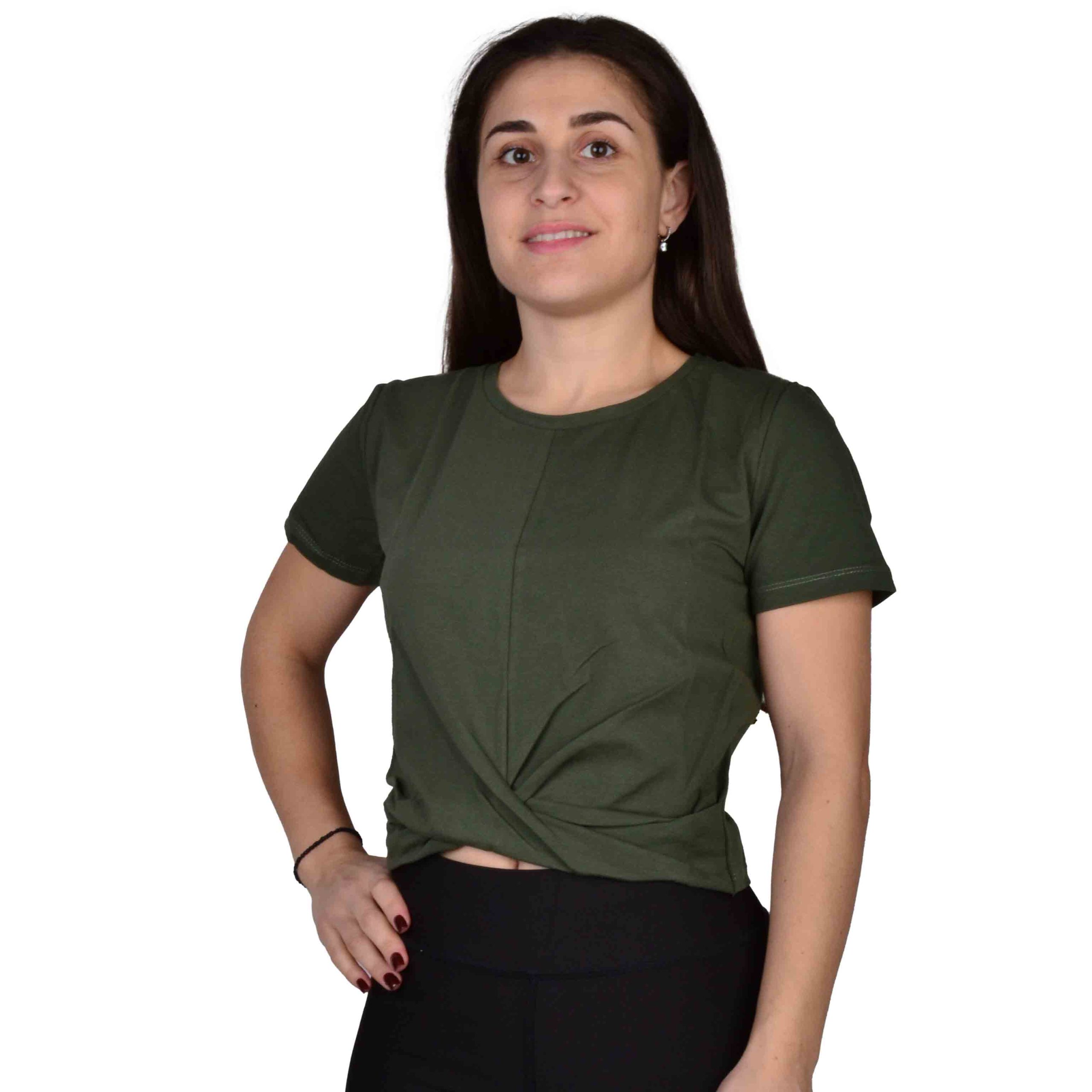 ΒΑΜΒΑΚΕΡΟ ΓΥΝΑΙΚΕΙΟ T-SHIRT CROP PACO ΧΑΚΙ 201622