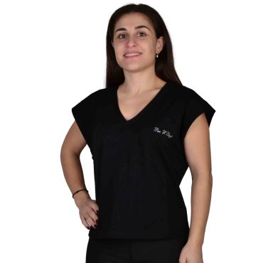 ΒΑΜΒΑΚΕΡΟ ΓΥΝΑΙΚΕΙΟ T-SHIRT PACO V-NECK ΜΑΥΡΟ 2332010