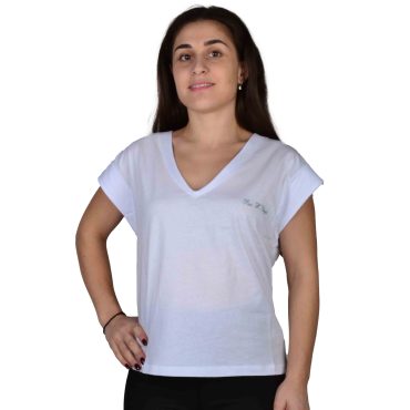 ΒΑΜΒΑΚΕΡΟ ΓΥΝΑΙΚΕΙΟ T-SHIRT PACO V-NECK ΑΣΠΡΟ 2332010