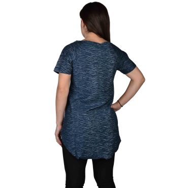 ΒΑΜΒΑΚΕΡΟ ΓΥΝΑΙΚΕΙΟ ΜΑΚΡΥ T-SHIRT ΜΕ ΣΤΡΟΓΓΥΛΗ ΛΑΙΜΟΚΟΨΗ PACO MISS YOU ΜΠΛΕ 4130