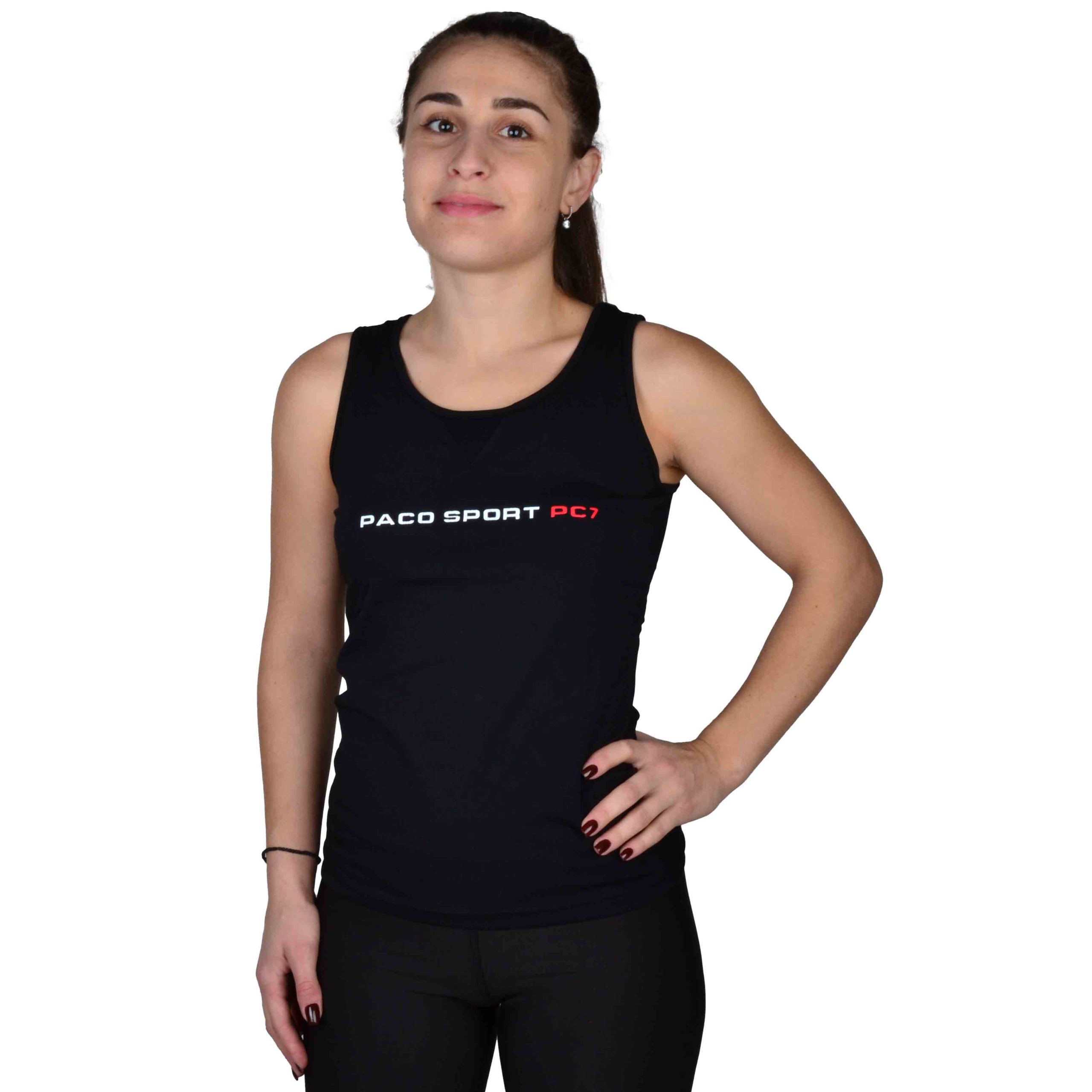 ΒΑΜΒΑΚΕΡΟ ΓΥΝΑΙΚΕΙΟ ΑΜΑΝΙΚΟ T-SHIRT PACO SPORT ΜΑΥΡΟ 86227