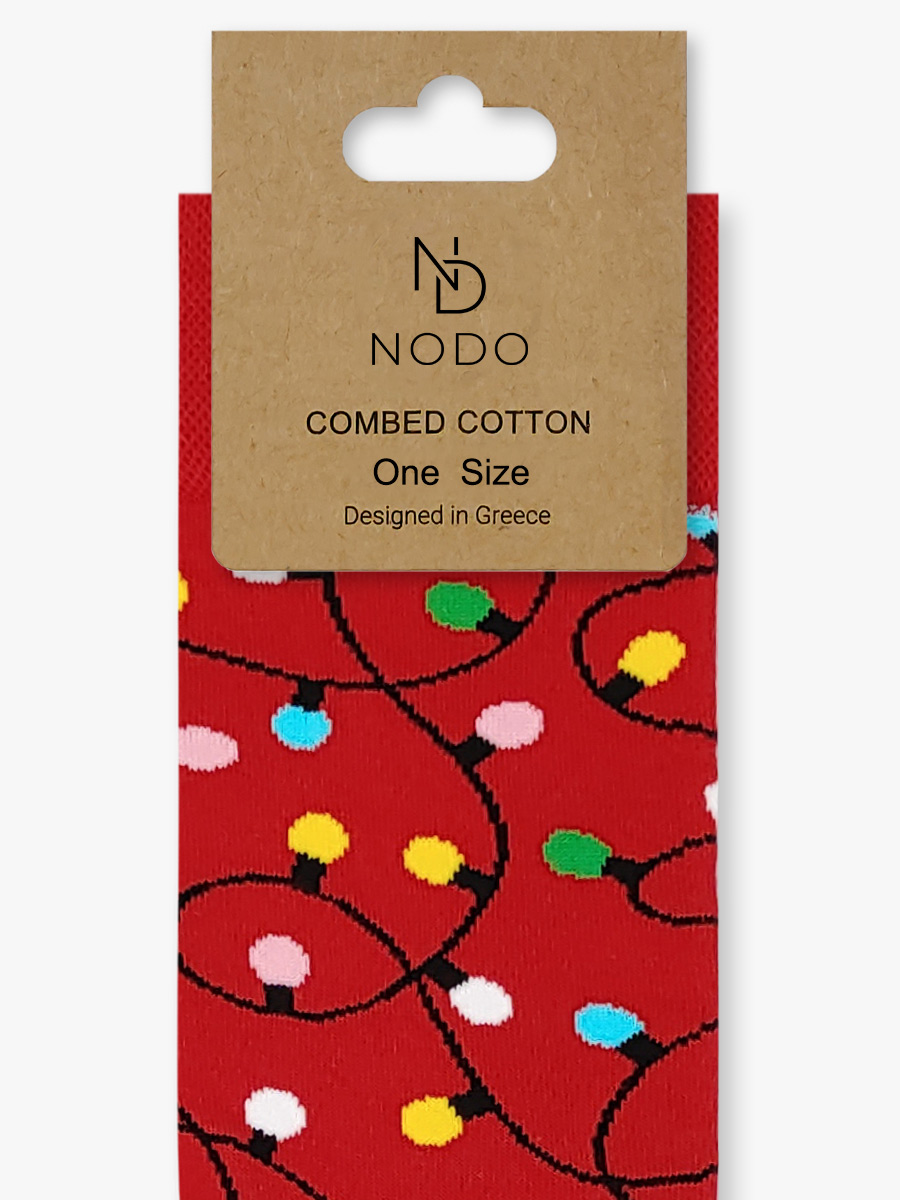 Χριστουγεννιάτικη Κάλτσα Βαμβακερή με Σχέδια Christmas Lights NODO - Image 3