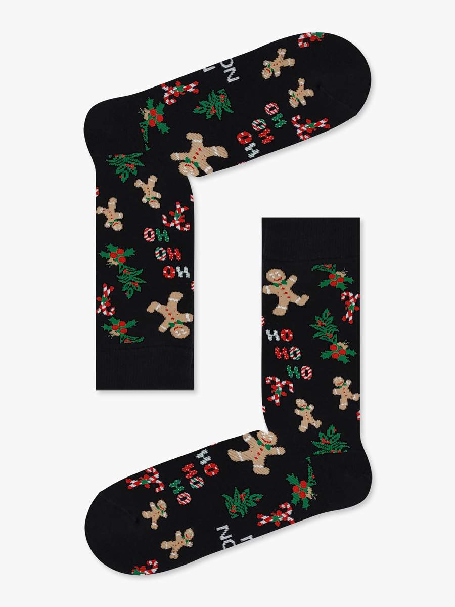 Χριστουγεννιάτικη Κάλτσα Πετσετέ με Σχέδια HO HO HO Ginger Man NODO