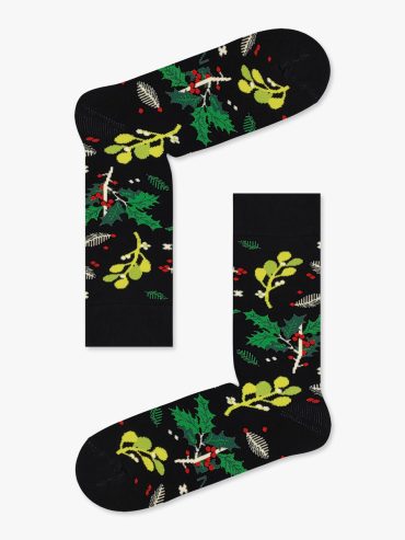 Χριστουγεννιάτικη Κάλτσα Πετσετέ με Σχέδια Christmas Mistletoe & Holly NODO