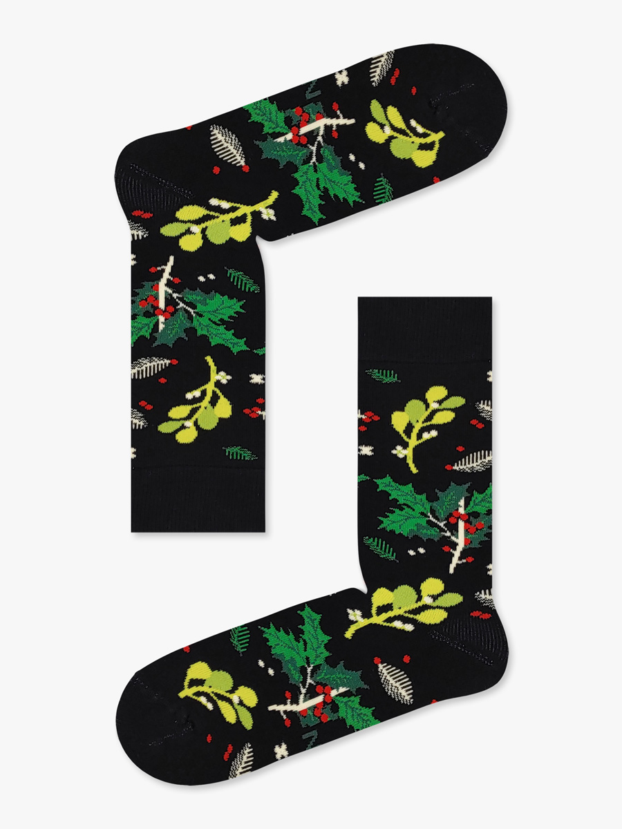 Χριστουγεννιάτικη Κάλτσα Πετσετέ με Σχέδια Christmas Mistletoe & Holly NODO