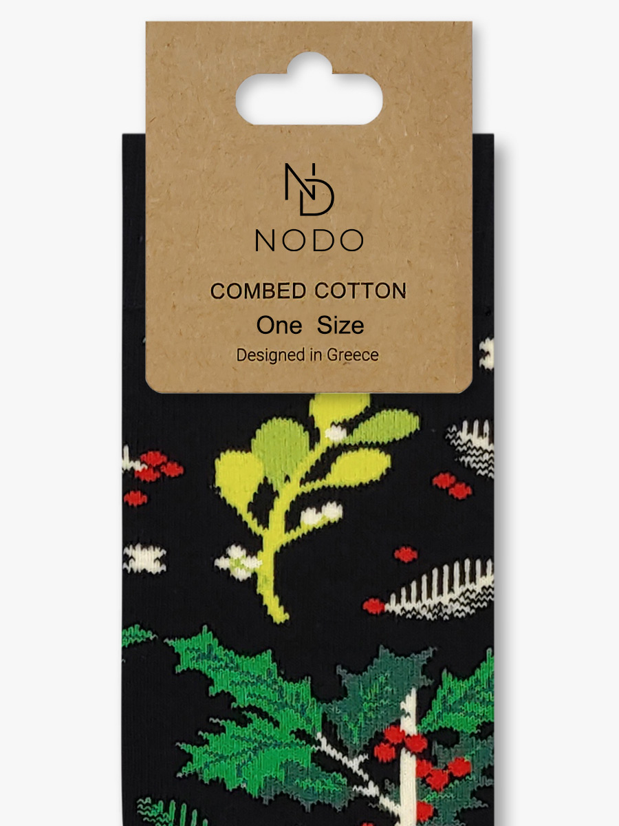 Χριστουγεννιάτικη Κάλτσα Πετσετέ με Σχέδια Christmas Mistletoe & Holly NODO - Image 3