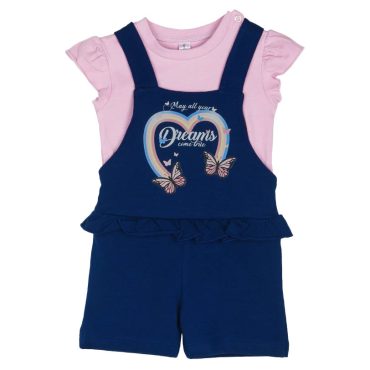 BEBE ΒΑΜΒΑΚΕΡΟ ΣΕΤ ΜΕ ΣΑΛΟΠΕΤΑ ΓΙΑ ΚΟΡΙΤΣΙ DREAMS RAINBOW ΜΠΛΕ 2521103