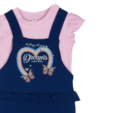 BEBE ΒΑΜΒΑΚΕΡΟ ΣΕΤ ΜΕ ΣΑΛΟΠΕΤΑ ΓΙΑ ΚΟΡΙΤΣΙ DREAMS RAINBOW ΜΠΛΕ 2521103