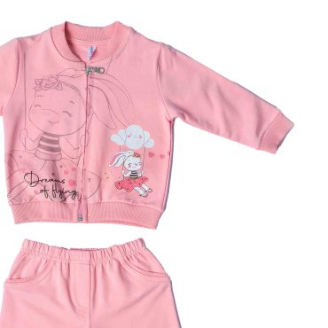 ΒΑΜΒΑΚΕΡΟ ΣΕΤ ΧΩΡΙΣ ΧΝΟΥΔΙ ME ZAKETA ΓΙΑ ΚΟΡΙΤΣΙ DREAMS BUNNY ΡΟΖ 13594