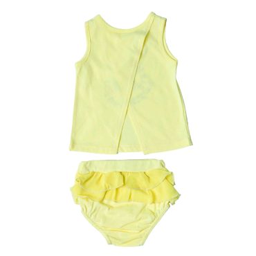 BEBE ΒΑΜΒΑΚΕΡΟ ΣΕΤ ΑΜΑΝΙΚΟ T-SHIRT ΜΕ ΒΡΑΚΑΚΙ ΓΙΑ ΚΟΡΙΤΣΙ DREAMS SWAN ΚΙΤΡΙΝΟ 13598